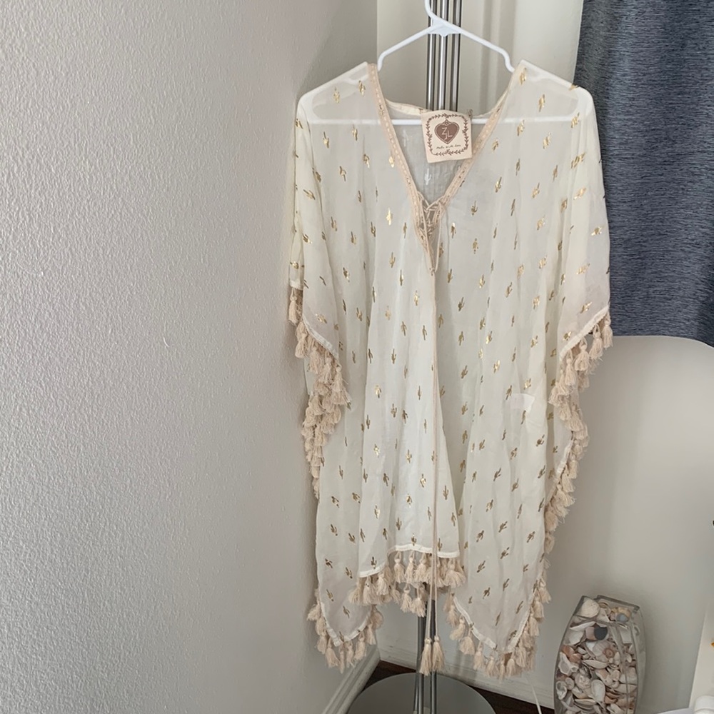 New Z&L Europe | cactus pattern Lace Up Tunic, cover up